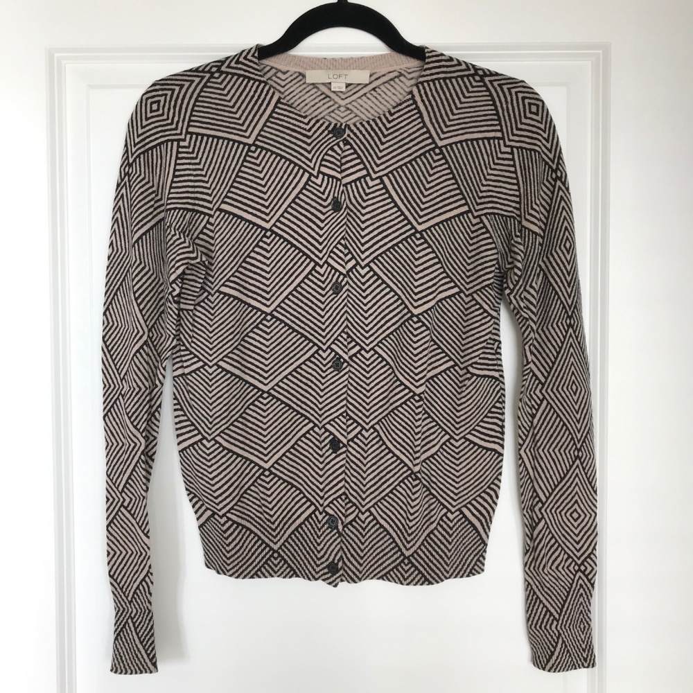 Cute Patterned Ann Taylor Loft Button Up Sweater